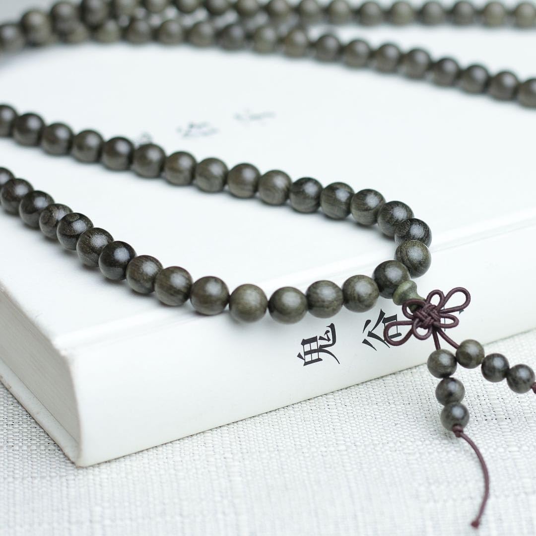 Unisex Burried Ebony Prayer Beads Buddha Buddhist Prayer Beads Meditation Mala Necklace Bracelet (08mm 108 Beads)