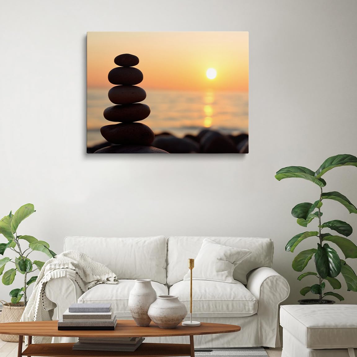 Minimalist Zen Sunset Wall Art (Wood Framed-2 / 20"L x 30"W)
