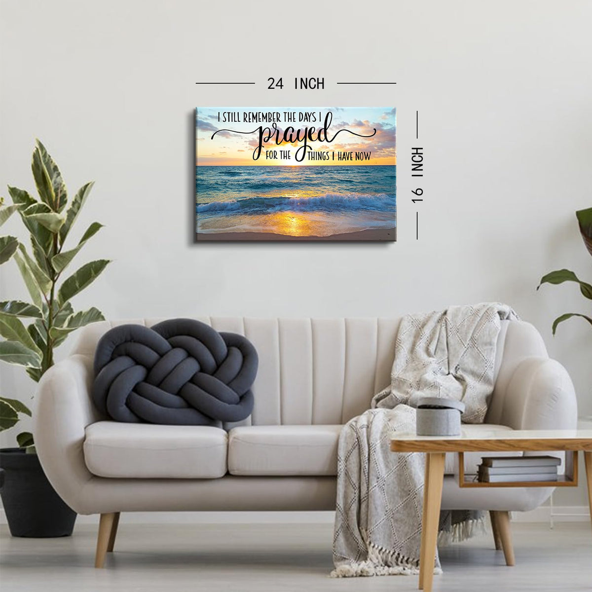 Christian Wall Decor Beach Wall Art Scripture Pictures Ocean Bible Verses Canvas Prints Painting Nature Sunset Poster Modern Seascape Artwork for Bedroom Living Room Home Decoration 16x24" (24"L x 16"W / BibleVerse)