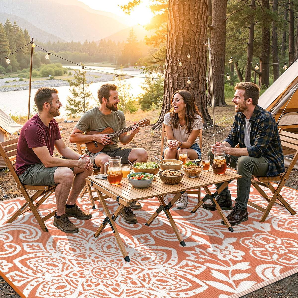 Waterproof Outdoor Rug 6' x 9' (Orange / 6' x 9')