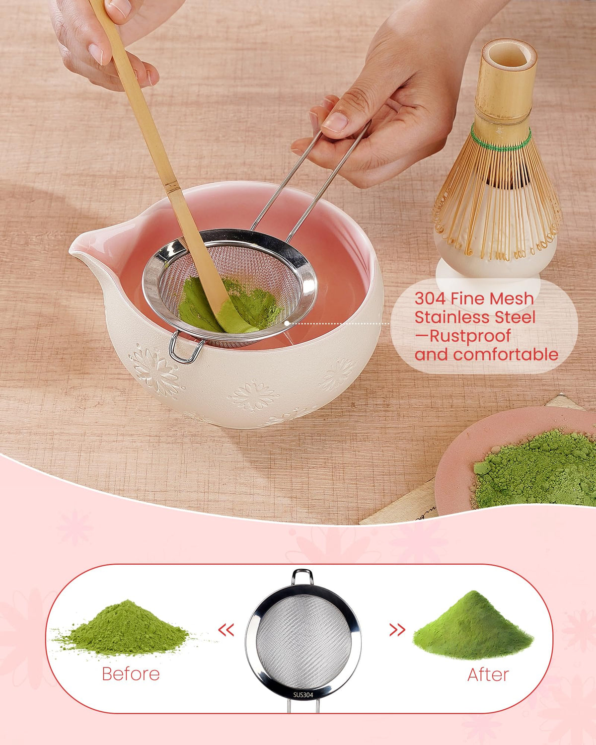 Premium Matcha Whisk Set (16-Sunflower White / 6 Pcs)
