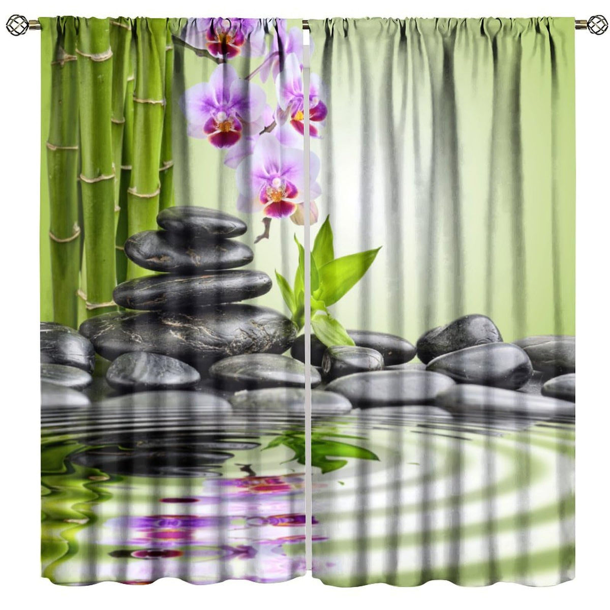 Japanese Zen Culture Blackout Curtains for Bedroom (21"W x 45"L (Pack of 2) / Style-1)