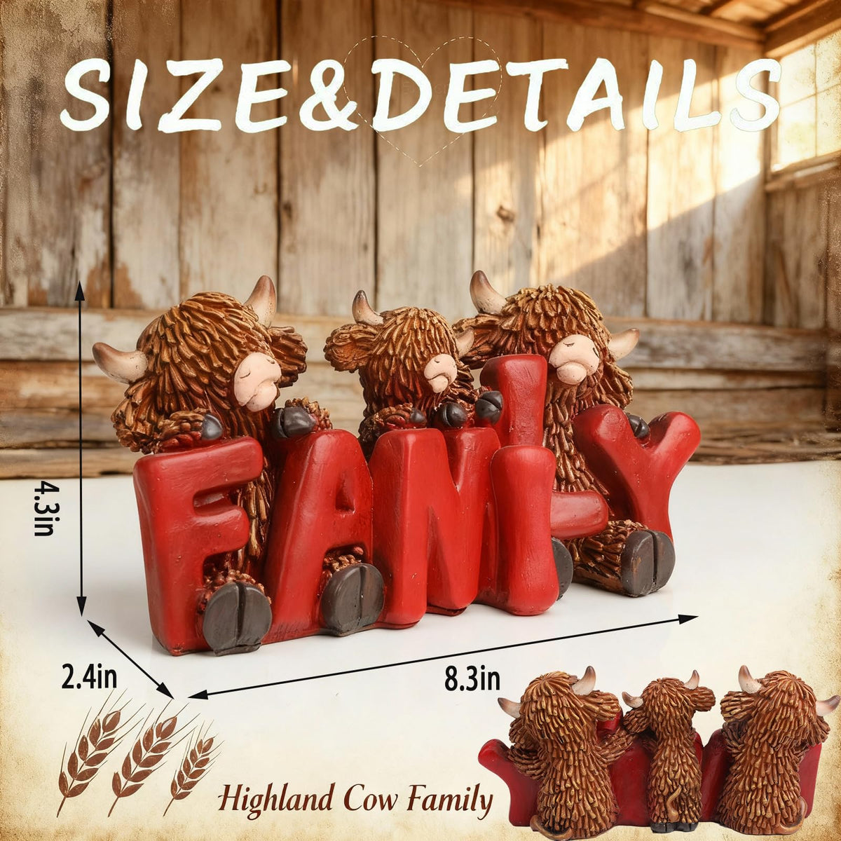 Cute Highland Cow Family Figurine (04-family)