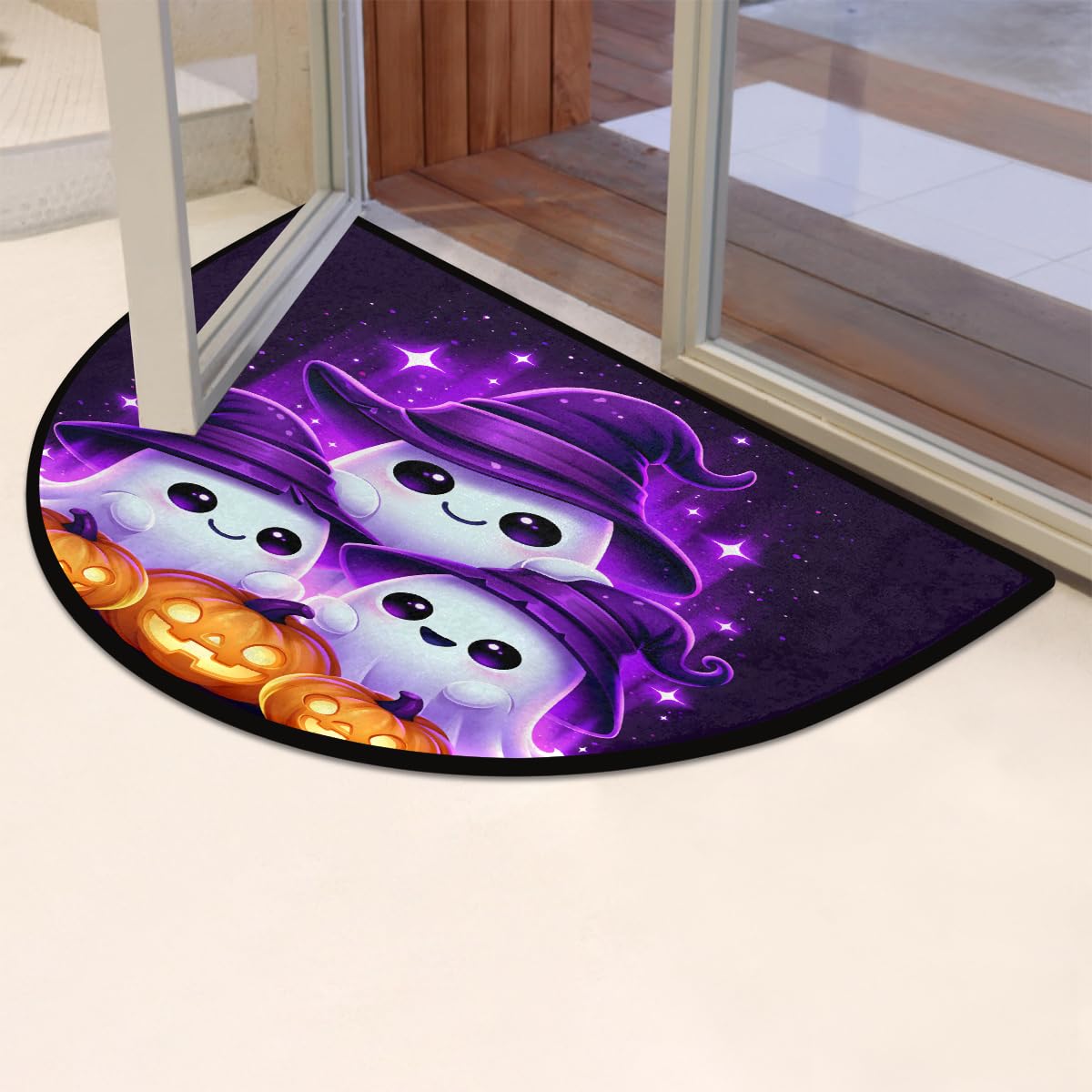 Halloween Half Round Doormat Non Slip Semi Circle Rug Outdoor Welcome Mat (Z-107)