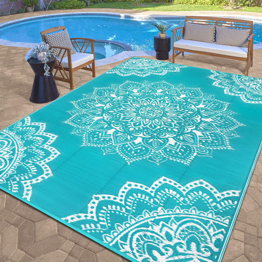 Waterproof Outdoor Rug 9x12 ft (9' x 12' / Blue)