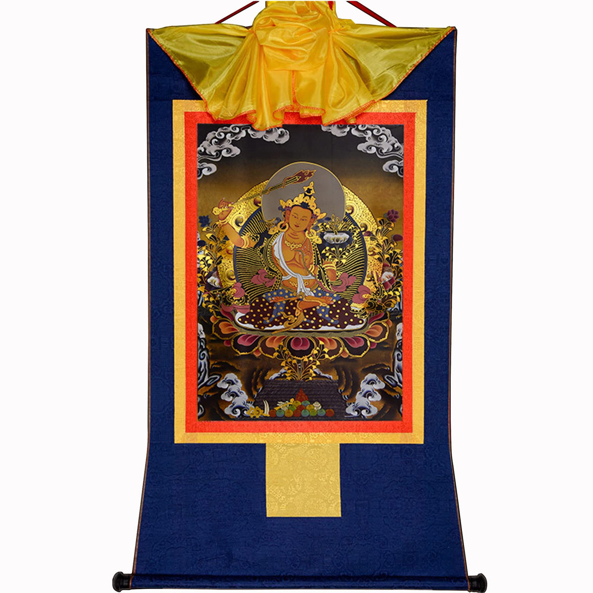 Jampelyang Manjusri Thangka Tibetan Thangka Art (Manjusri / 13.8"L x 11"W)