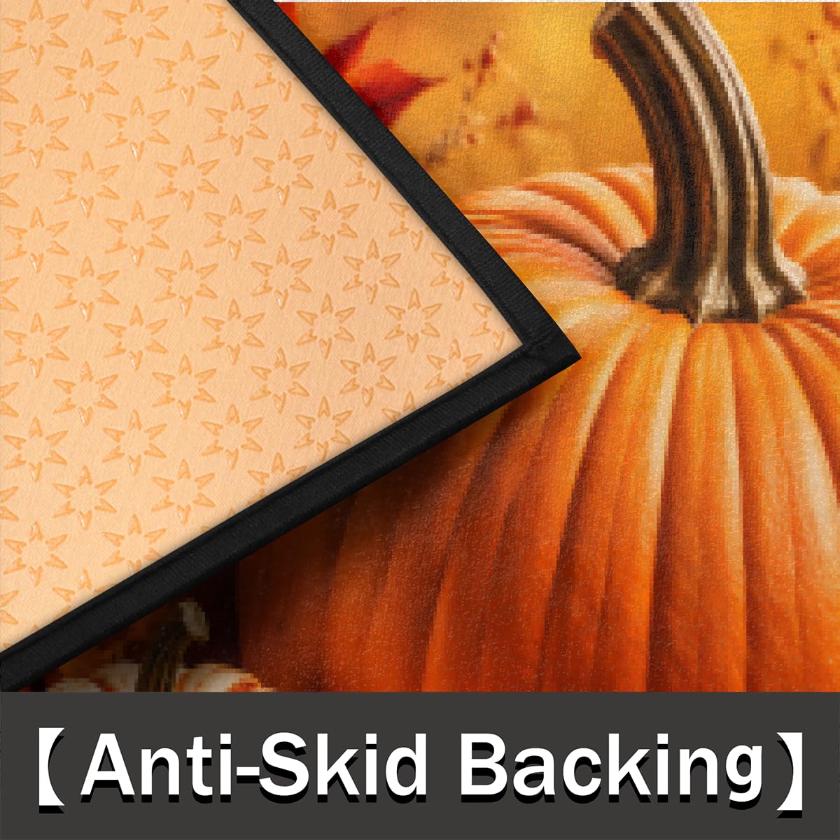 Pumpkin Half Round Door Mat Indoor Entrance Semi Circle Area Rugs (Z Pumpkin Autumn Fall Sunflower)