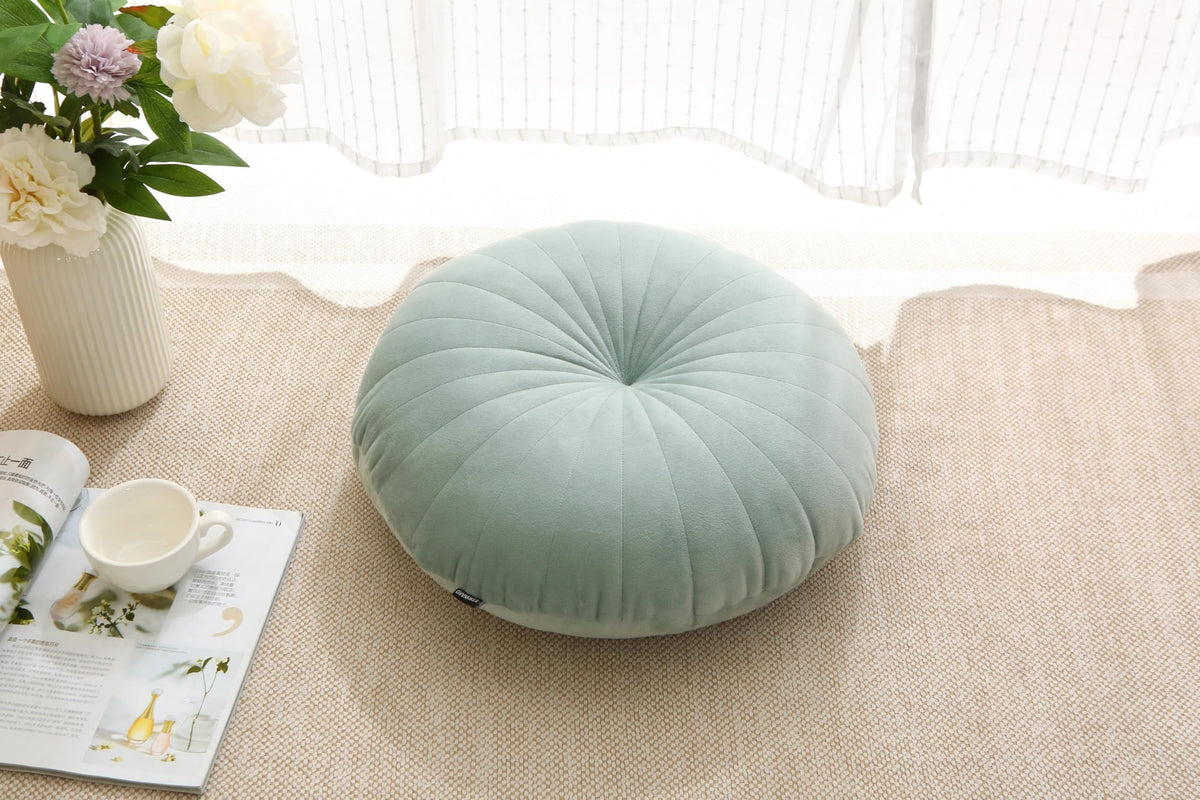 Floor Pillow Meditation Cushion Round Large Floor Pillows Seating for Adults (Green / 18inches)
