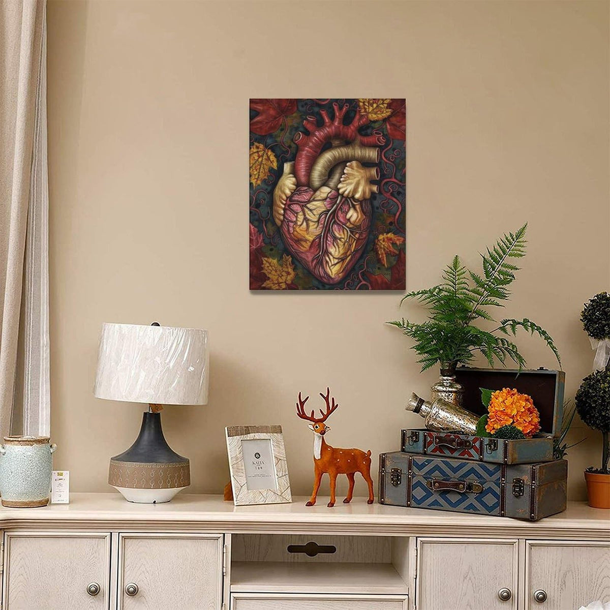 Heart Wall Art Human Heart Pictures Canvas Wall Decor Anatomy Aesthetic Painting Home Modern Artwork Decorations Framed for Nurse Office Bathroom Bedroom Living Room 16 x 20 inch (16" x 20" / Heart)