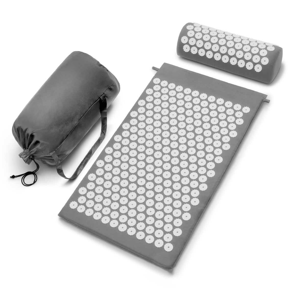 Sivan Acupressure Mat & Pillow Set for Back & Neck (Gray/White / Large)
