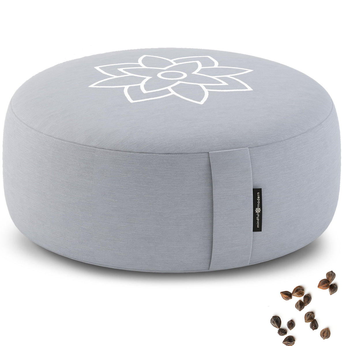 Mindful & Modern Large Meditation Cushion for Zafu Yoga (Round - Grey)