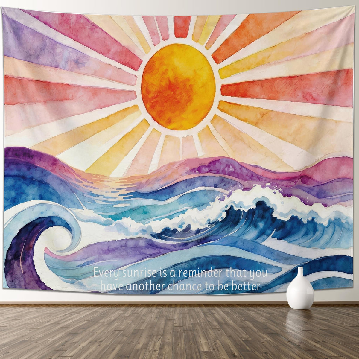 Boho Sun Tapestry Mental Health Wall Hanging for Bedroom 60" x 44" (Colourful / 60"L x 44"W)