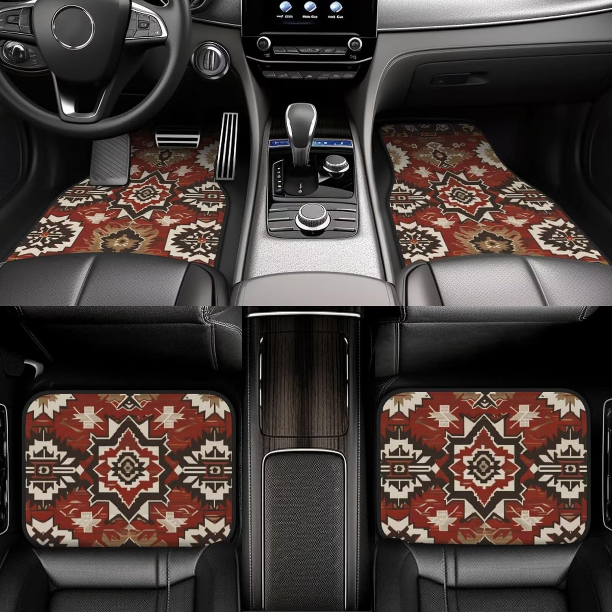 Automotive Floor Mats (Red Aztec)