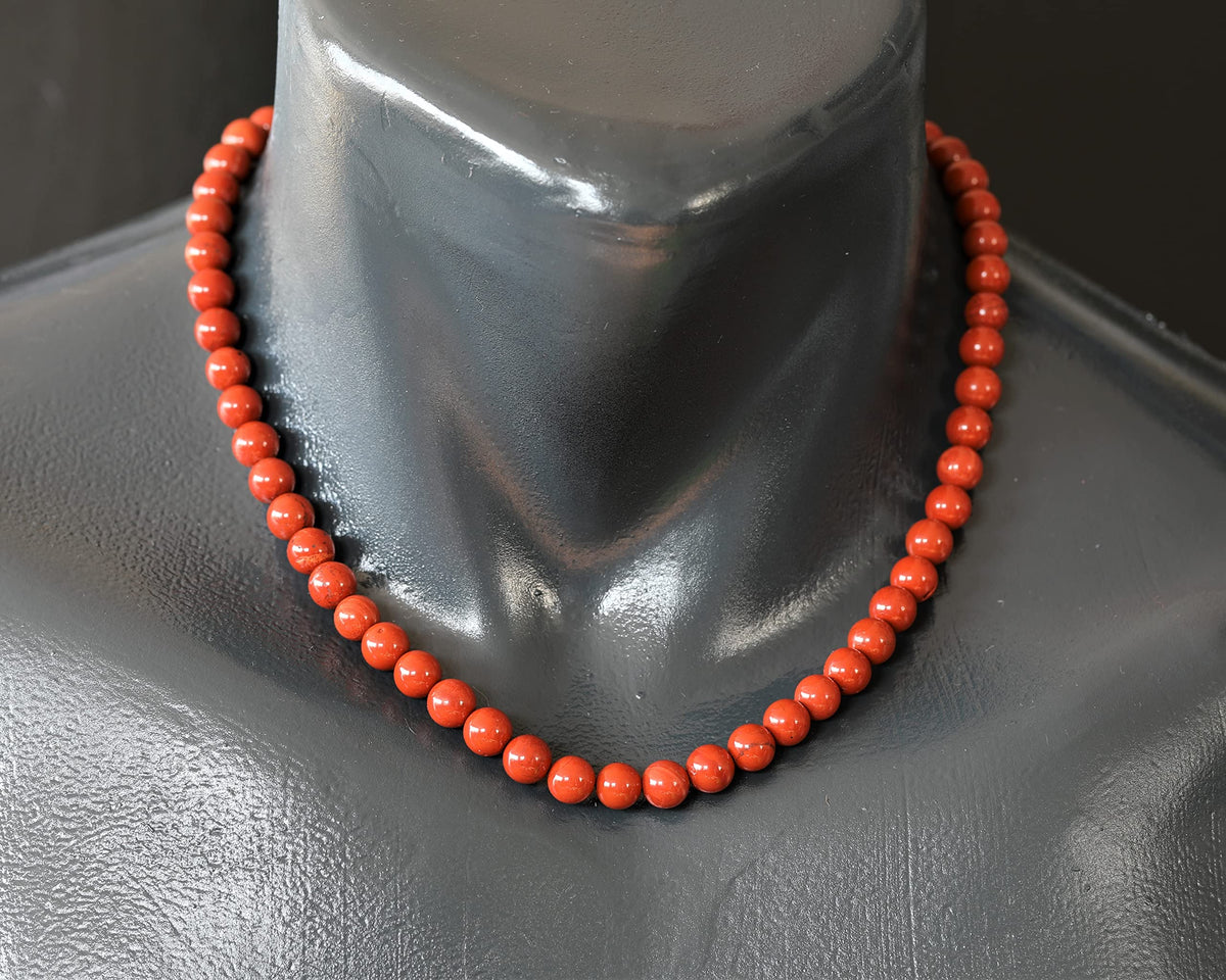 Natural Red Jasper Beaded Choker Necklace (Red Jasper / 36 Inches)