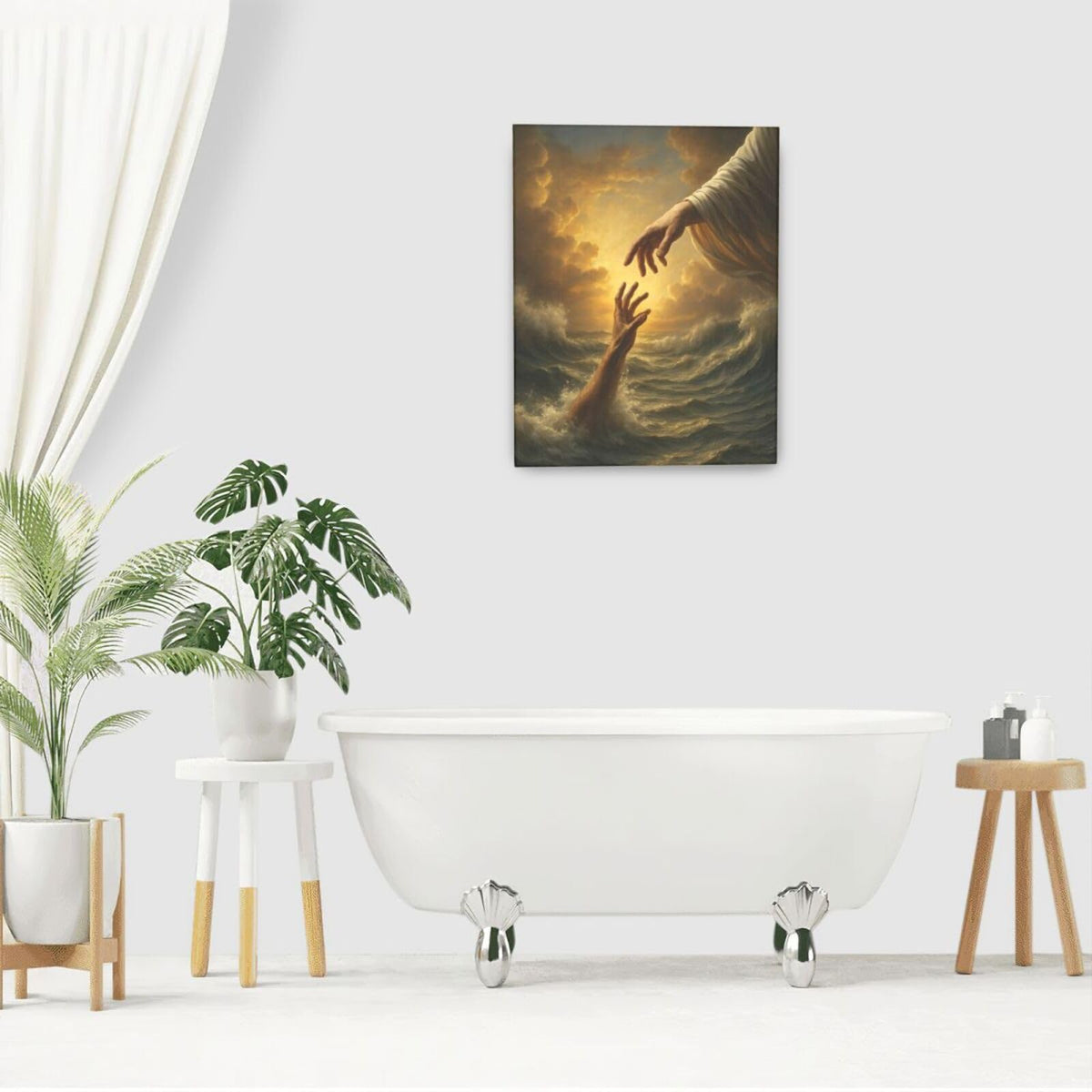 Jesus Wall Art Christian The Hand of God Wall Decor Religious Bible Canvas Paintings Pictures Christ Prints Artwork Framed Decorations For Church Prayer Room Bedroom Living Room Gifts 16" x 20" (Jesus / 20"L x 16"W)