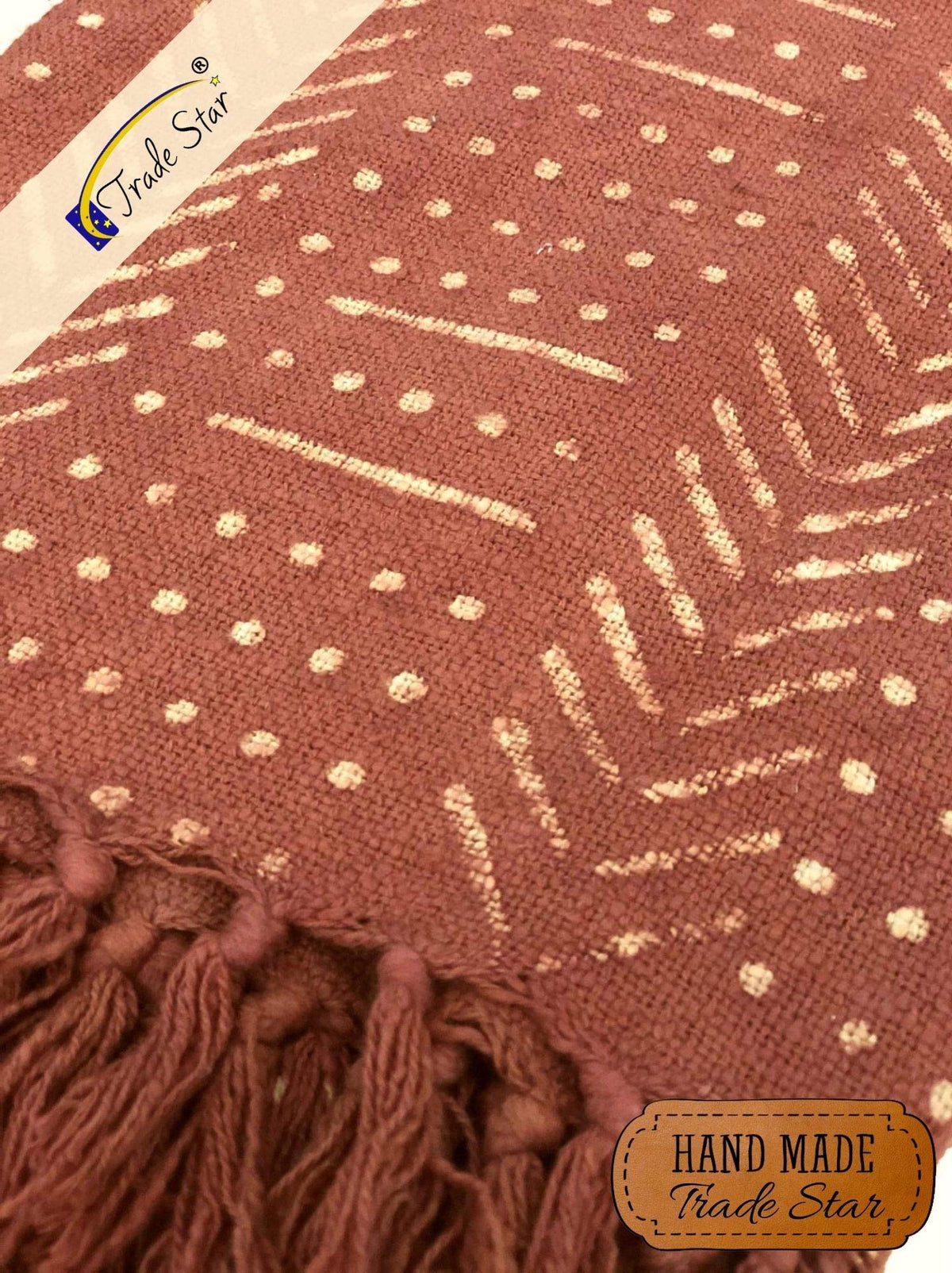 100% Cotton Throw Blanket (Rust / Snow (120 x 170 Cms))