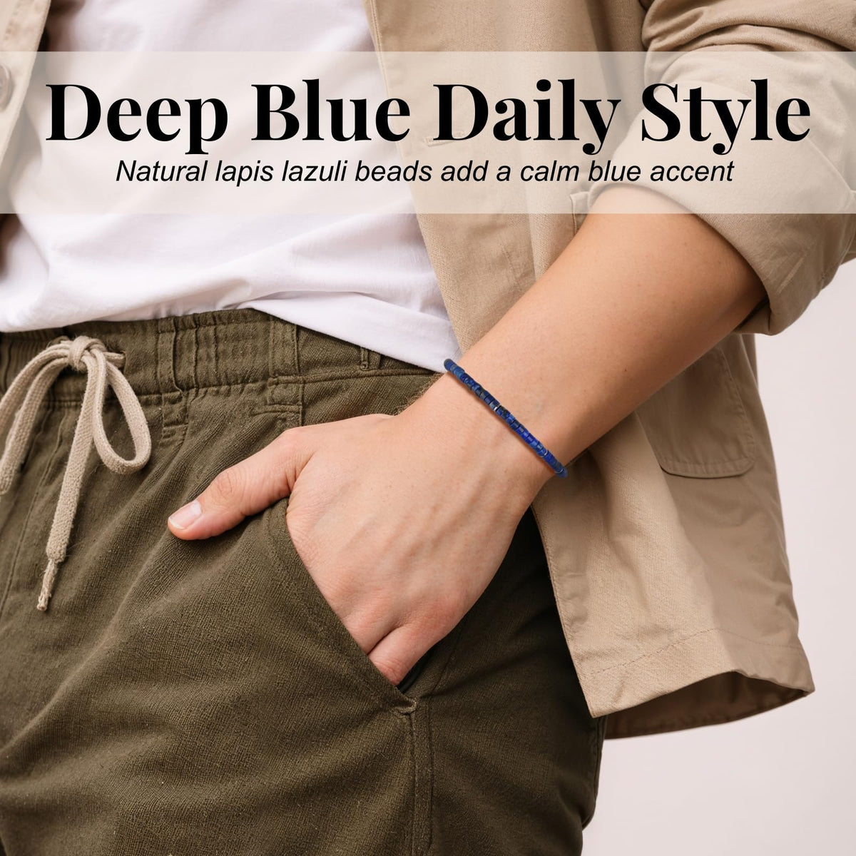 Men's Beaded Bracelet (Lapis Lazuli / 7.5")