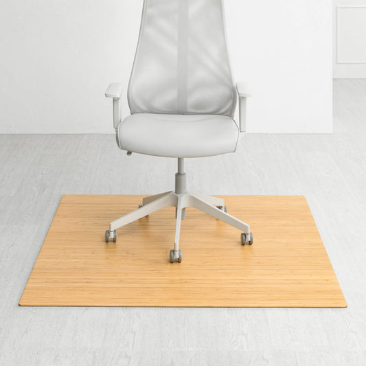 60" x 48" Bamboo Office Chair Mat for Carpet & Hardwood Floor (Natural / 60" x 48" / Without Lip)