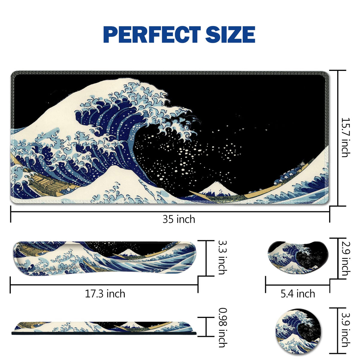 Large Gaming Mouse Pad Set (Big Waves)