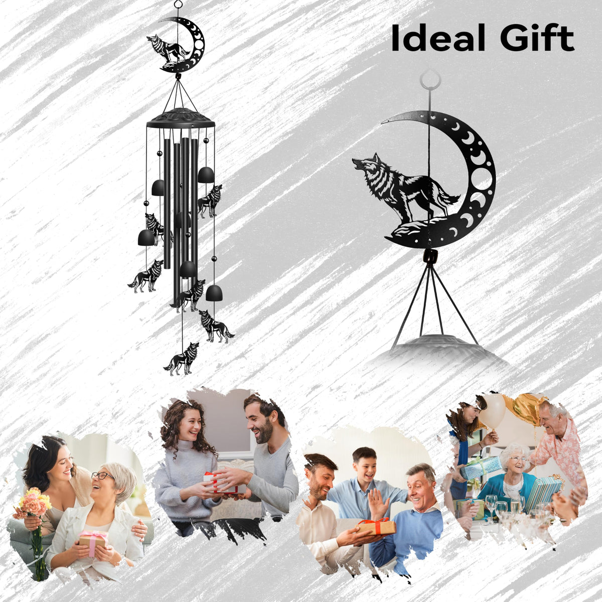 Wolf Wind Chimes (Black / Wolf)