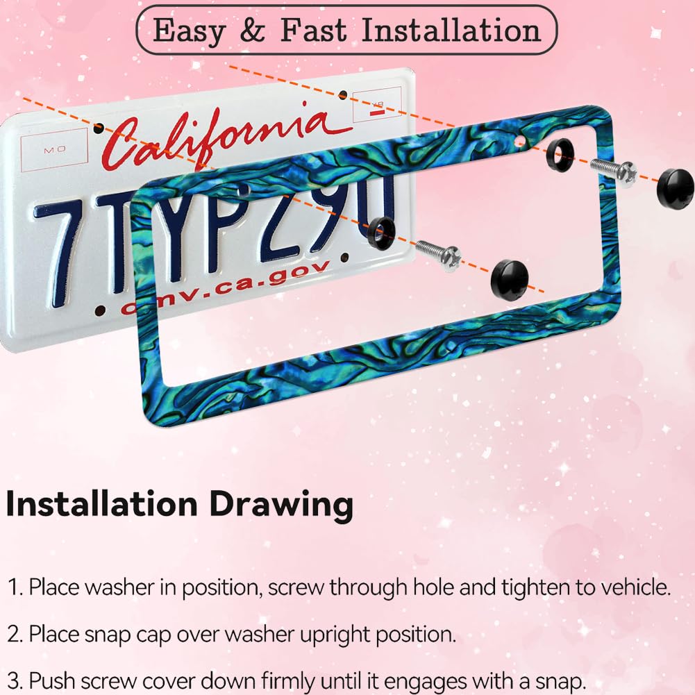 Faux Abalone License Plate Frame for Women 2Pc Car Tag (for Faux Abalone)