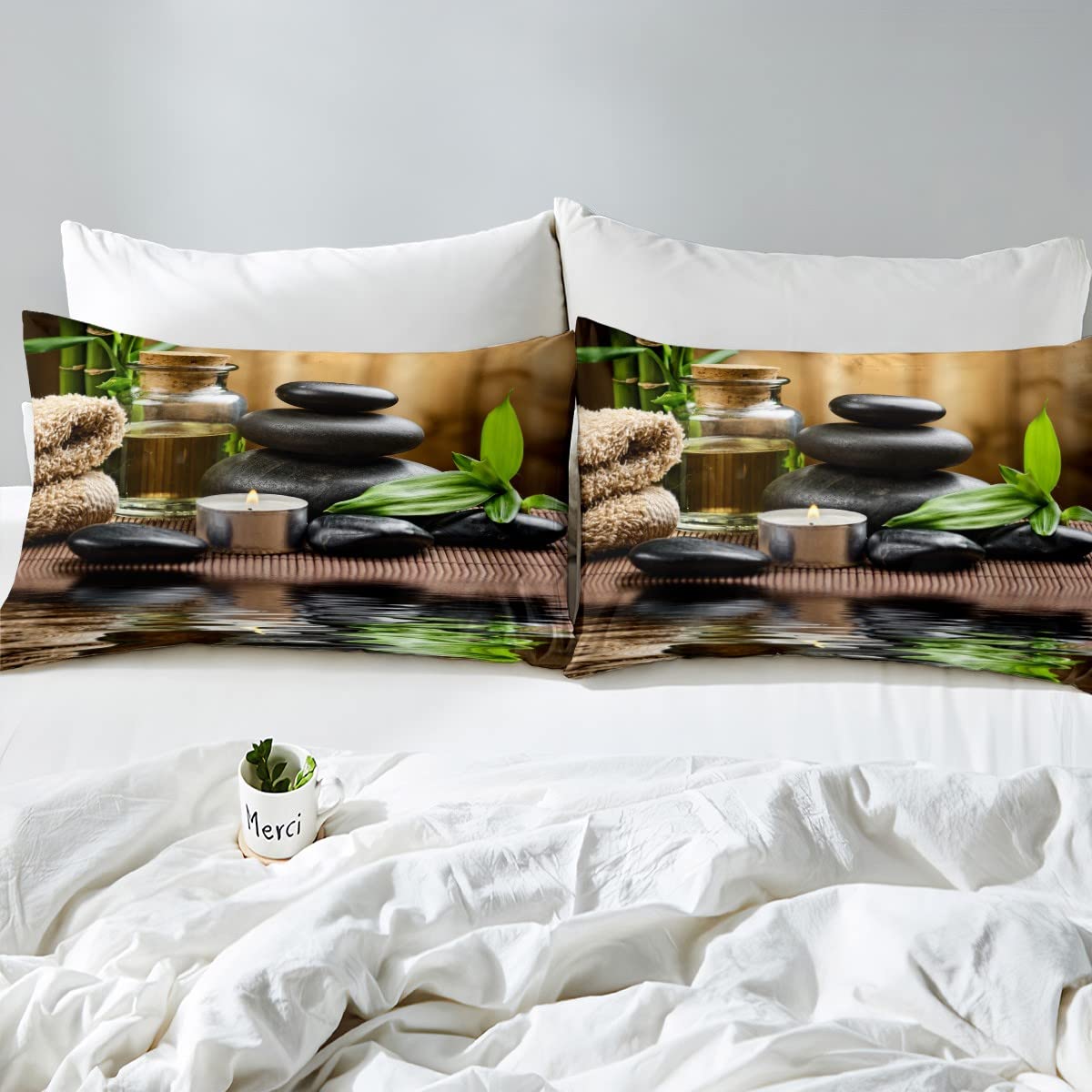 Zen Stones Bedding Set Twin Size for Kids Boys Bedroom (Cyj12006tj / Twin 68"x90")