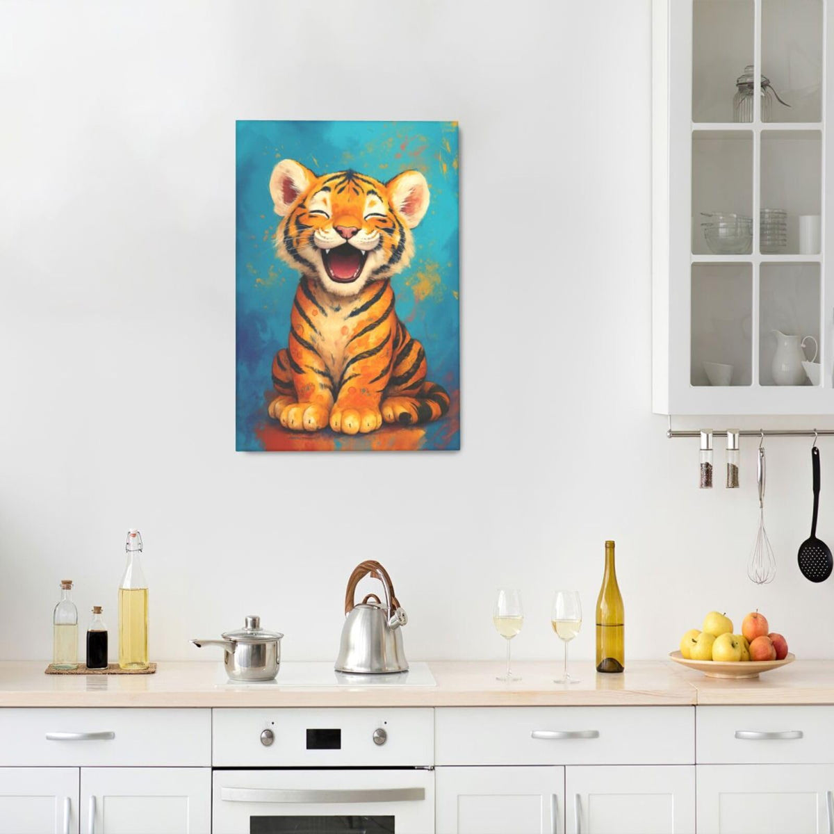 Banksy Tiger Nursery Wall Art For Kids Cute Animal Bathroom Canvas Wall Decor Cartoon Pictures Paintings Prints Artwork Framed Decorations For Girls Boys Children's Room Bedroom Living Room Gifts 16" x 24" (Tiger / 24"L x 16"W)