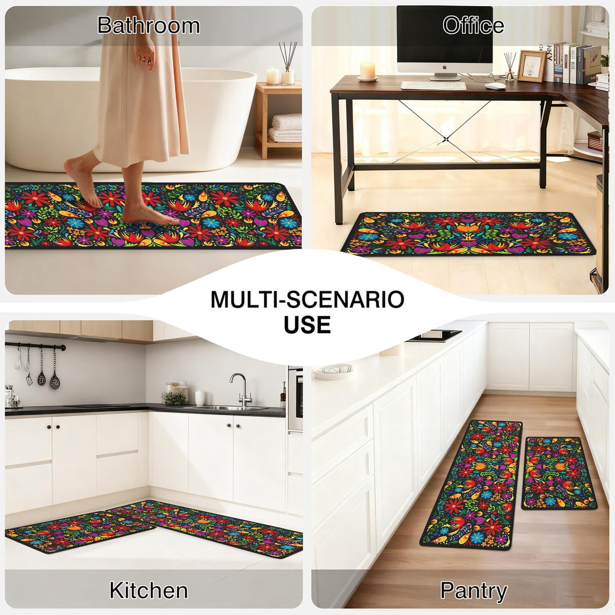 Anti Fatigue Kitchen Rugs Set of 2 (Grass-red)