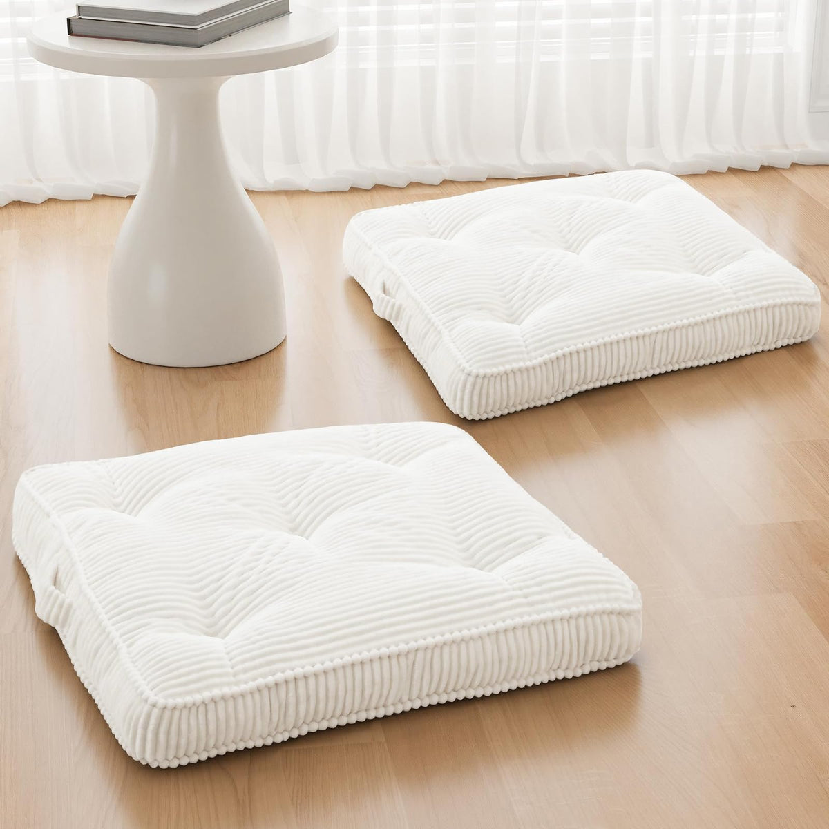 Floor Pillow Set of 2 (Beige / 22x22x4 inch)