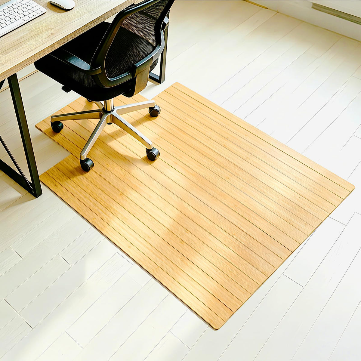 36" x 48" Office Bamboo Chairmat for Carpet Floor (Wood)