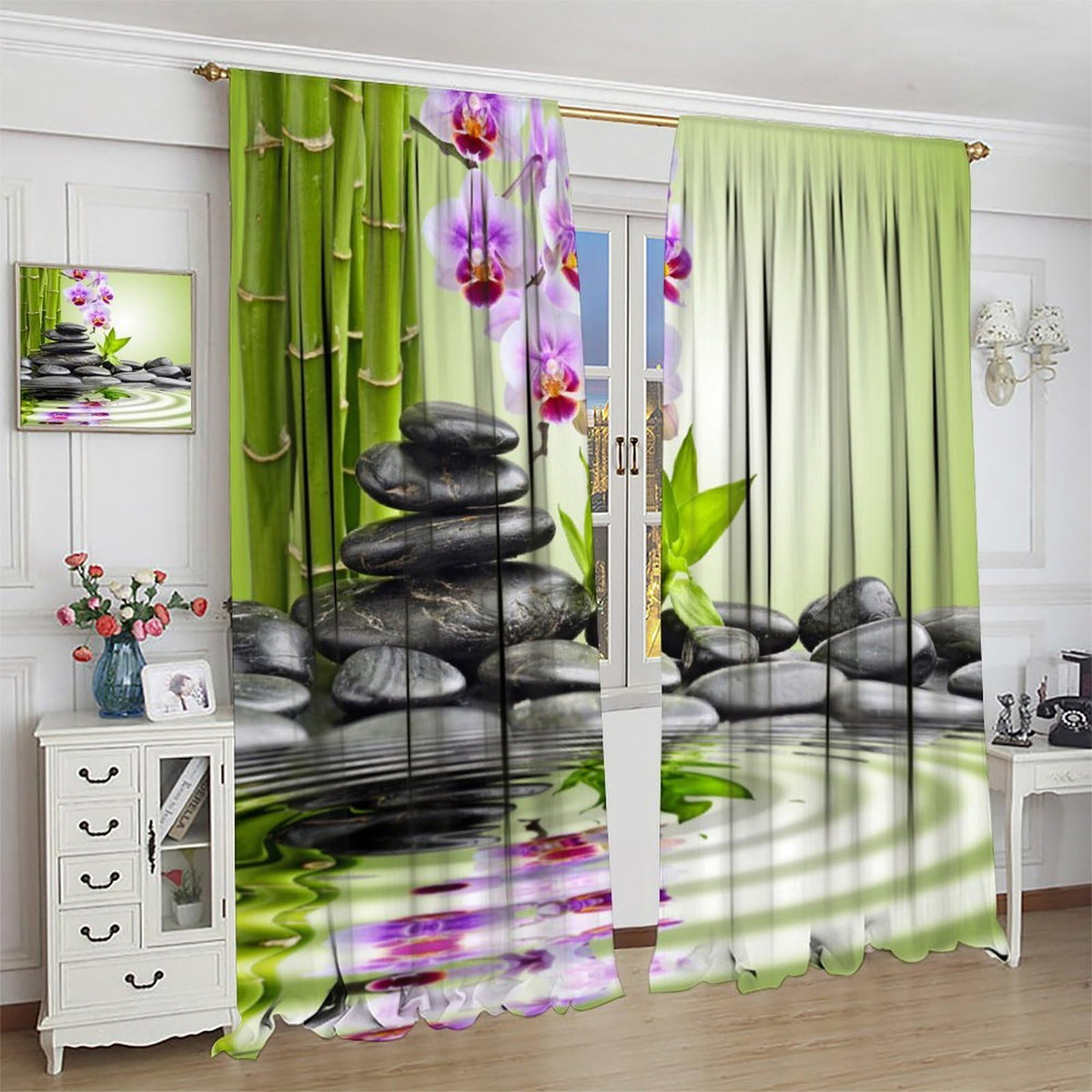 Japanese Zen Culture Blackout Curtains for Bedroom (26"W x 84"L (Pack of 2) / Style-1)