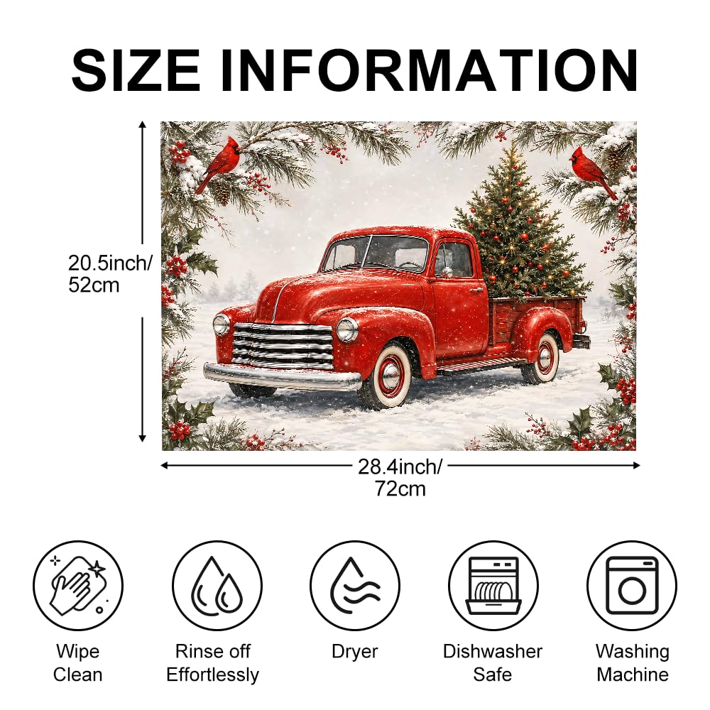 Christmas Stove Top Cover 28.35x20.47 in Red Truck Holiday Mat (Colorful3615)