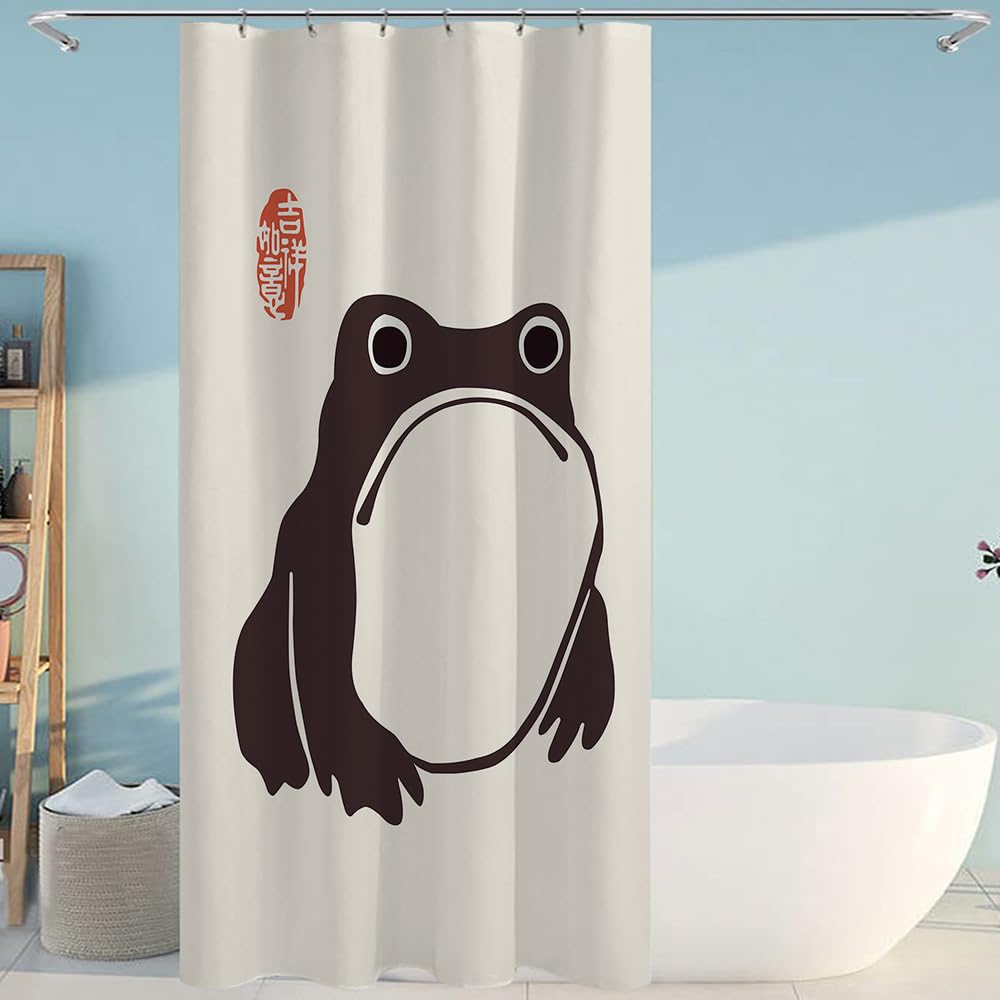 Unimpressed Frog Stall Shower Curtain Ink Cute Funny Asian Style Traditional Japanese 36x72 inch Art Bath Curtain Waterproof and Fabric Curtain for Bathroom (Frog / 36"W x 72"L (Pack of 1))