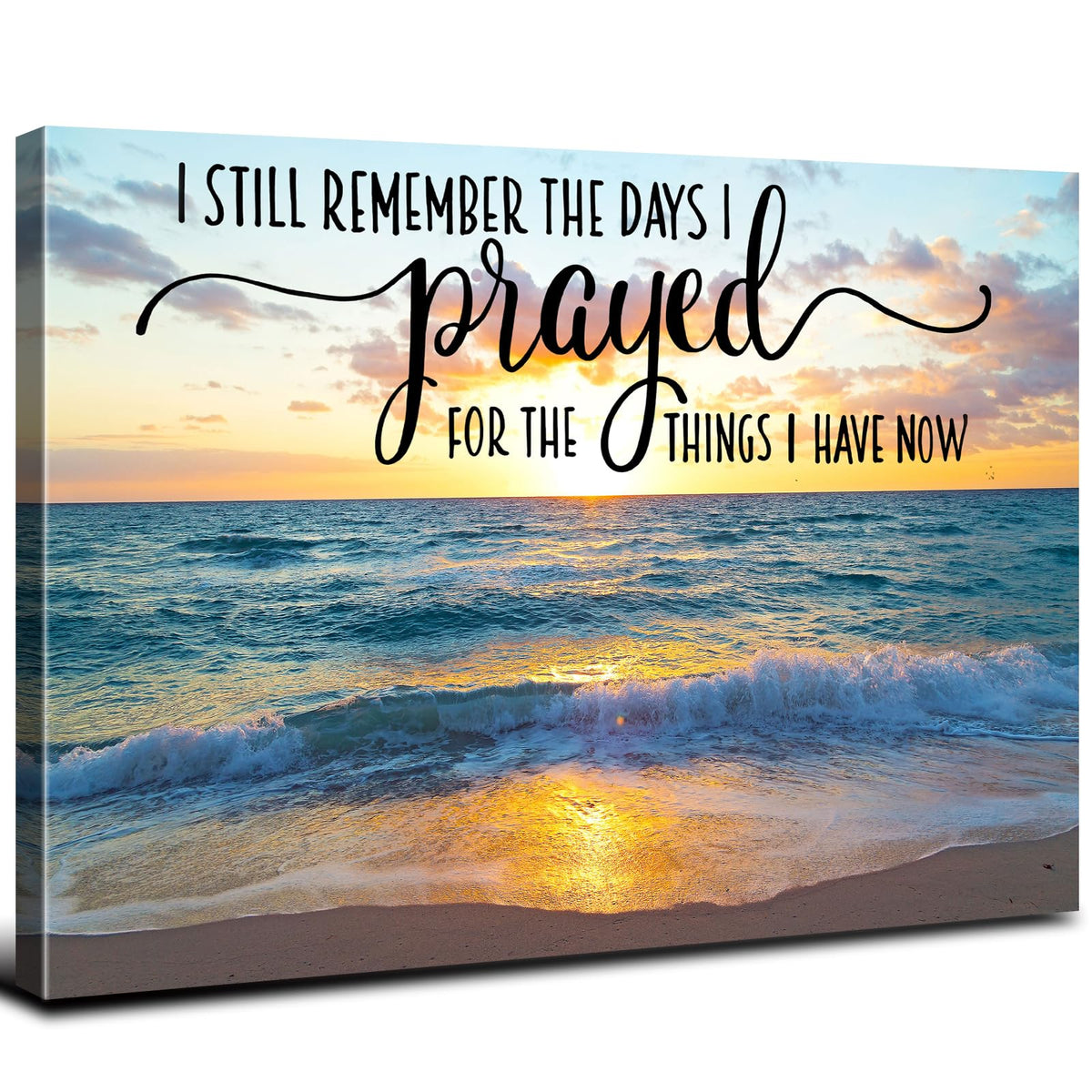 Christian Wall Decor Beach Wall Art Scripture Pictures Ocean Bible Verses Canvas Prints Painting Nature Sunset Poster Modern Seascape Artwork for Bedroom Living Room Home Decoration 16x24" (24"L x 16"W / BibleVerse)
