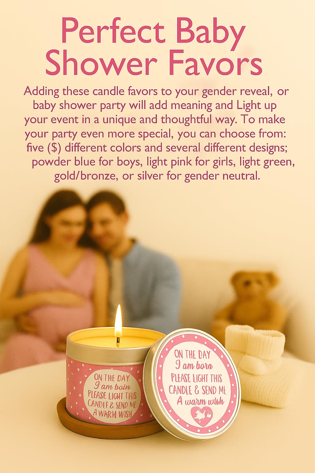 Baby Shower Candle Favors Gift Set (Pink-1-9pk)