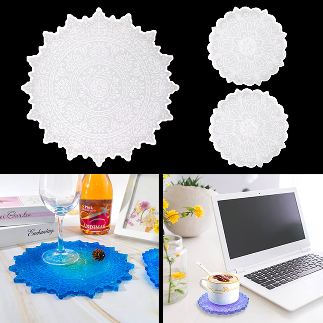 3 Pcs Mandala Coaster Resin Molds (3pcs Mandala Coaster Moulds)
