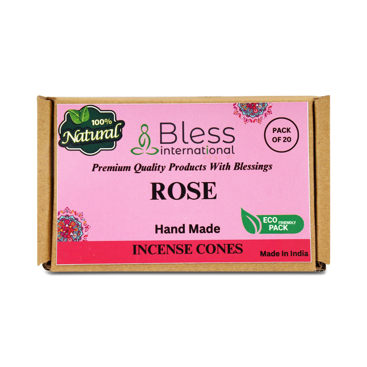 Rose 100% Natural (Rose / Pack Of 20 Cones)