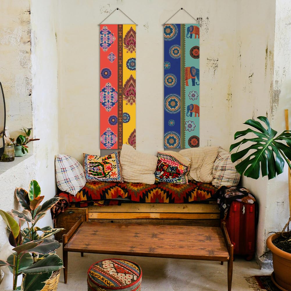 2Pcs Indian Elephant Tapestry (Multicolor-Indian style)