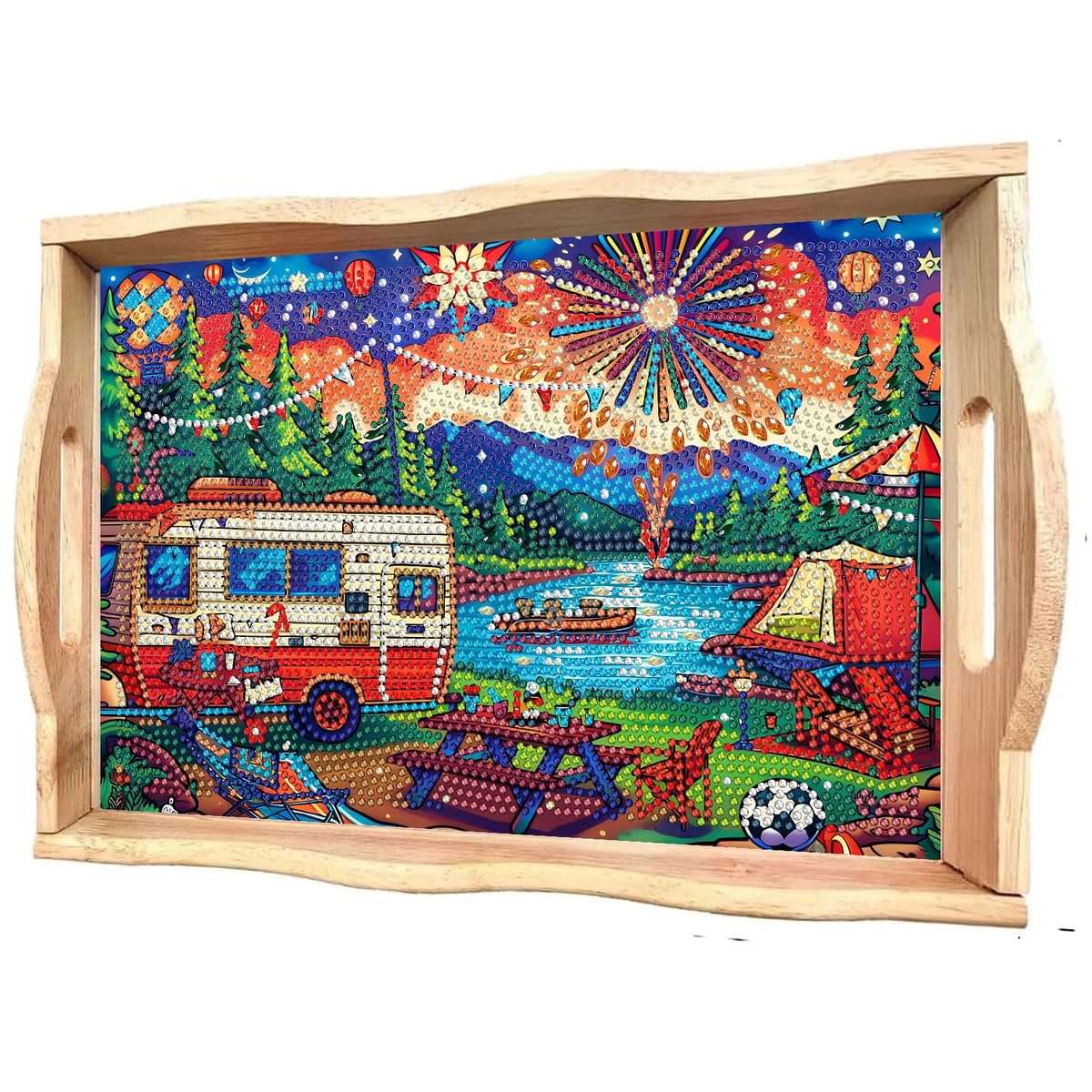 5D Diamond Art Kits for Adults Wooden Serving Tray with Handle (Z Medium)
