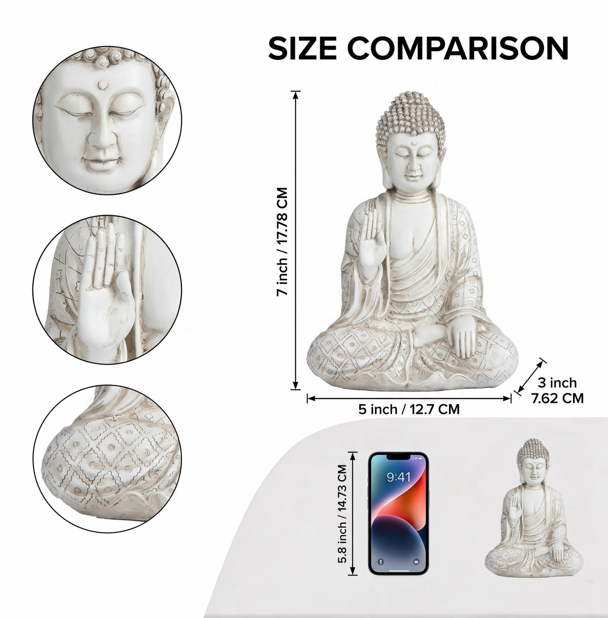 Buddha statue for home decor accents (White)