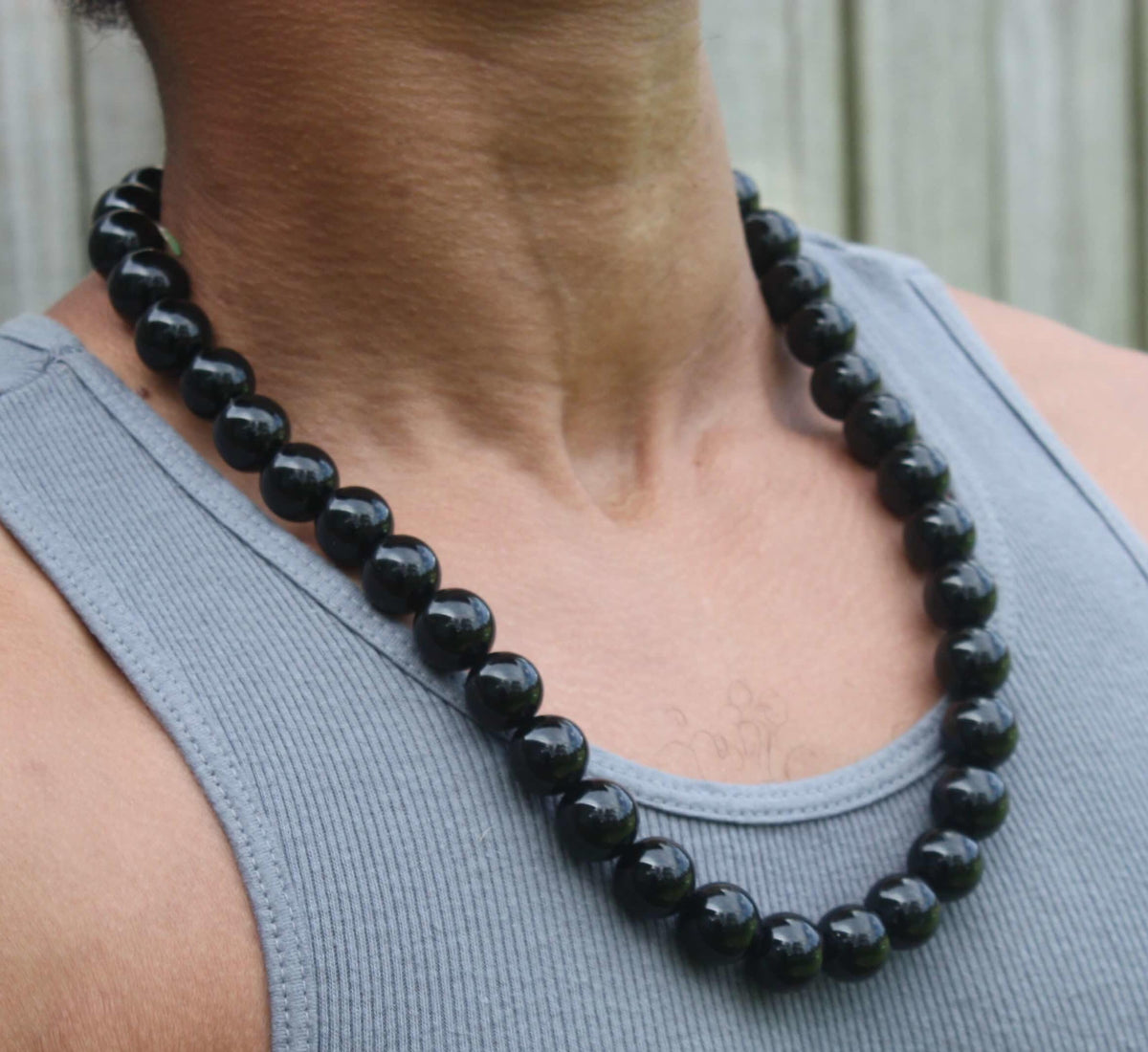 Handmade Black Onyx Crystal Mens Necklace