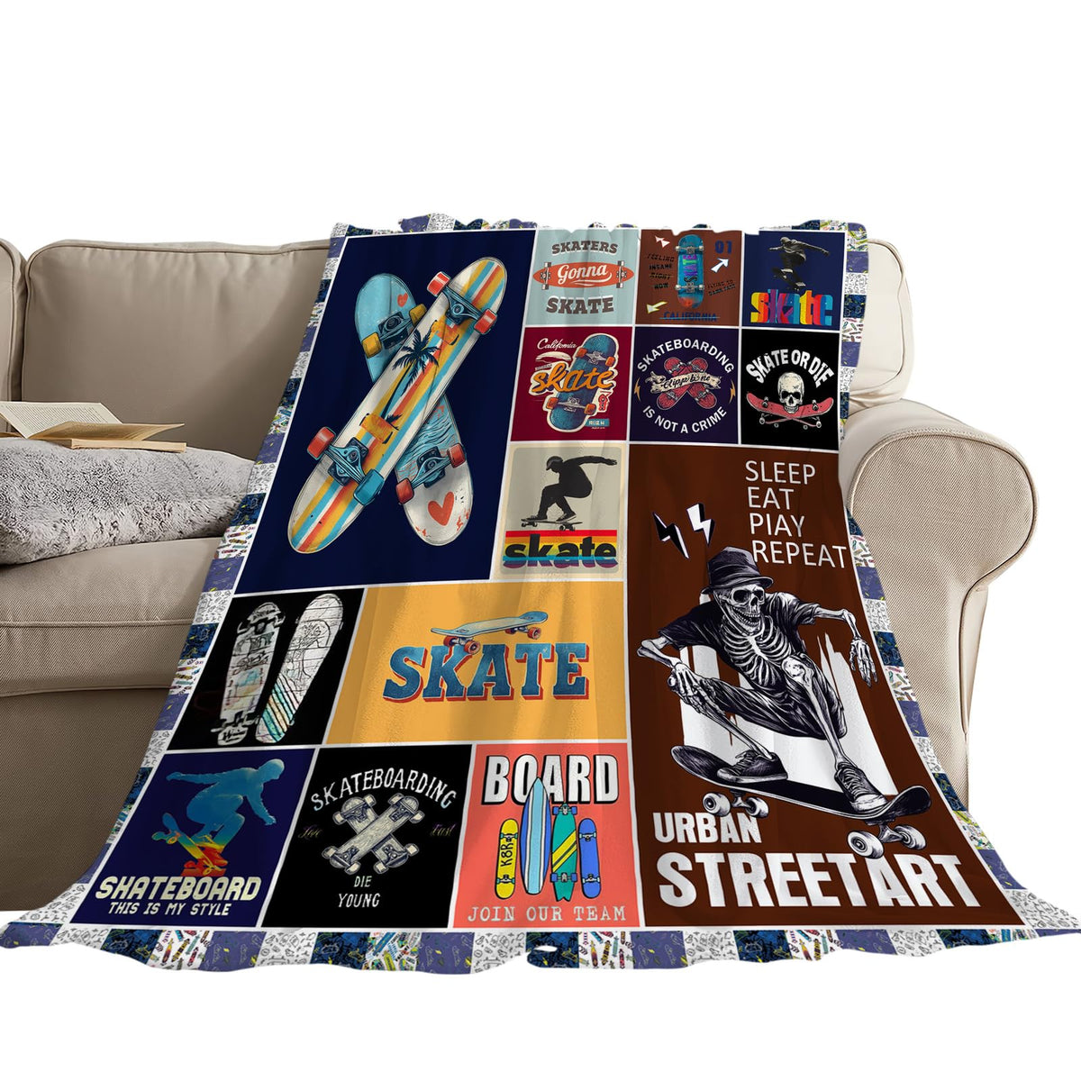 Skateboard Throw Blanket (60"x80" / Skate)