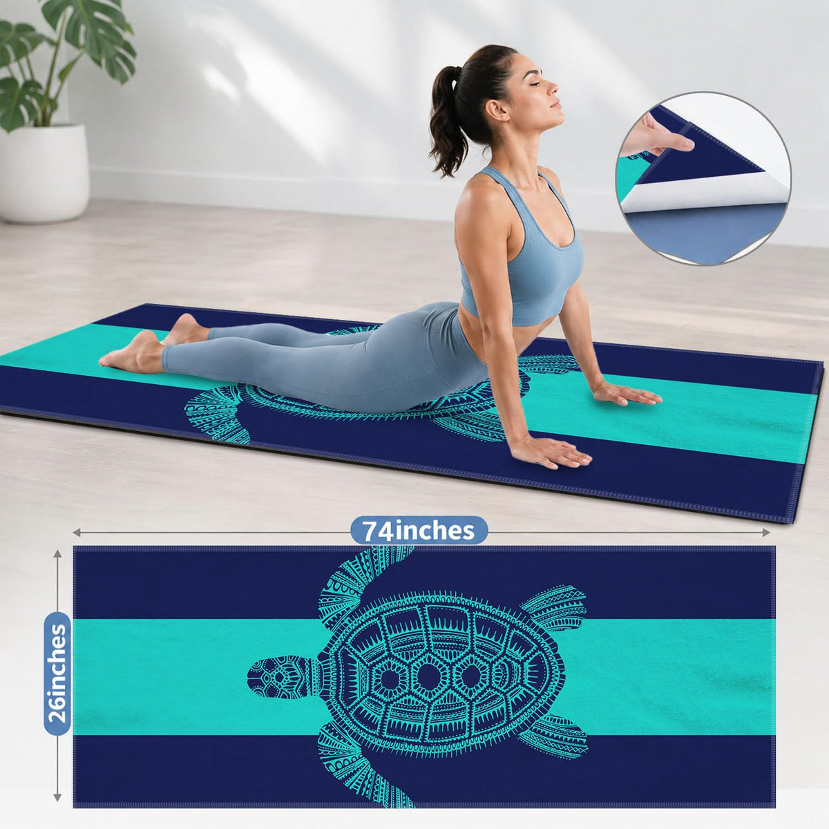 Yoga Mat Towel (Sea Turtle-01 / Large)
