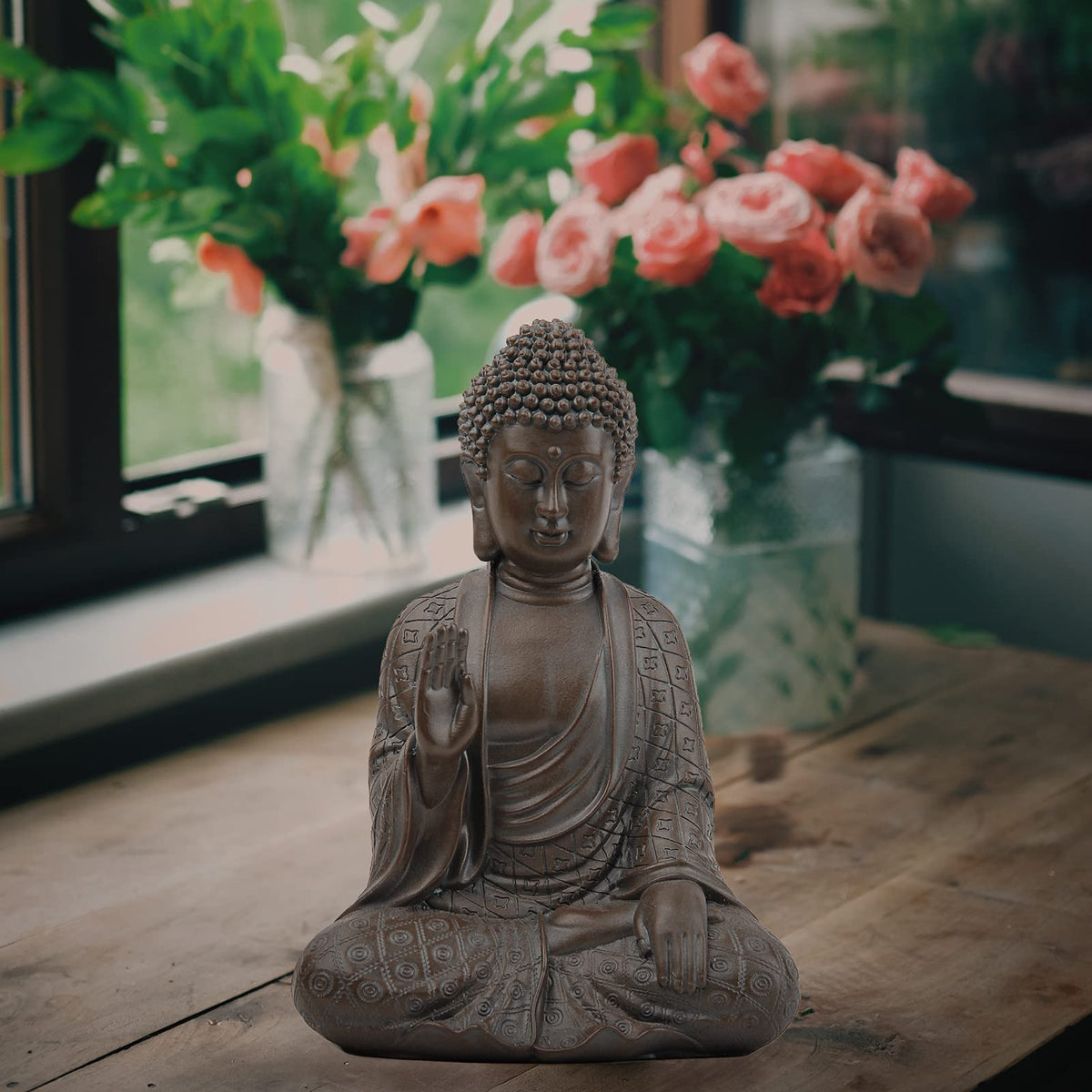 Buddha Statue for Home Decor (Dark Brown)