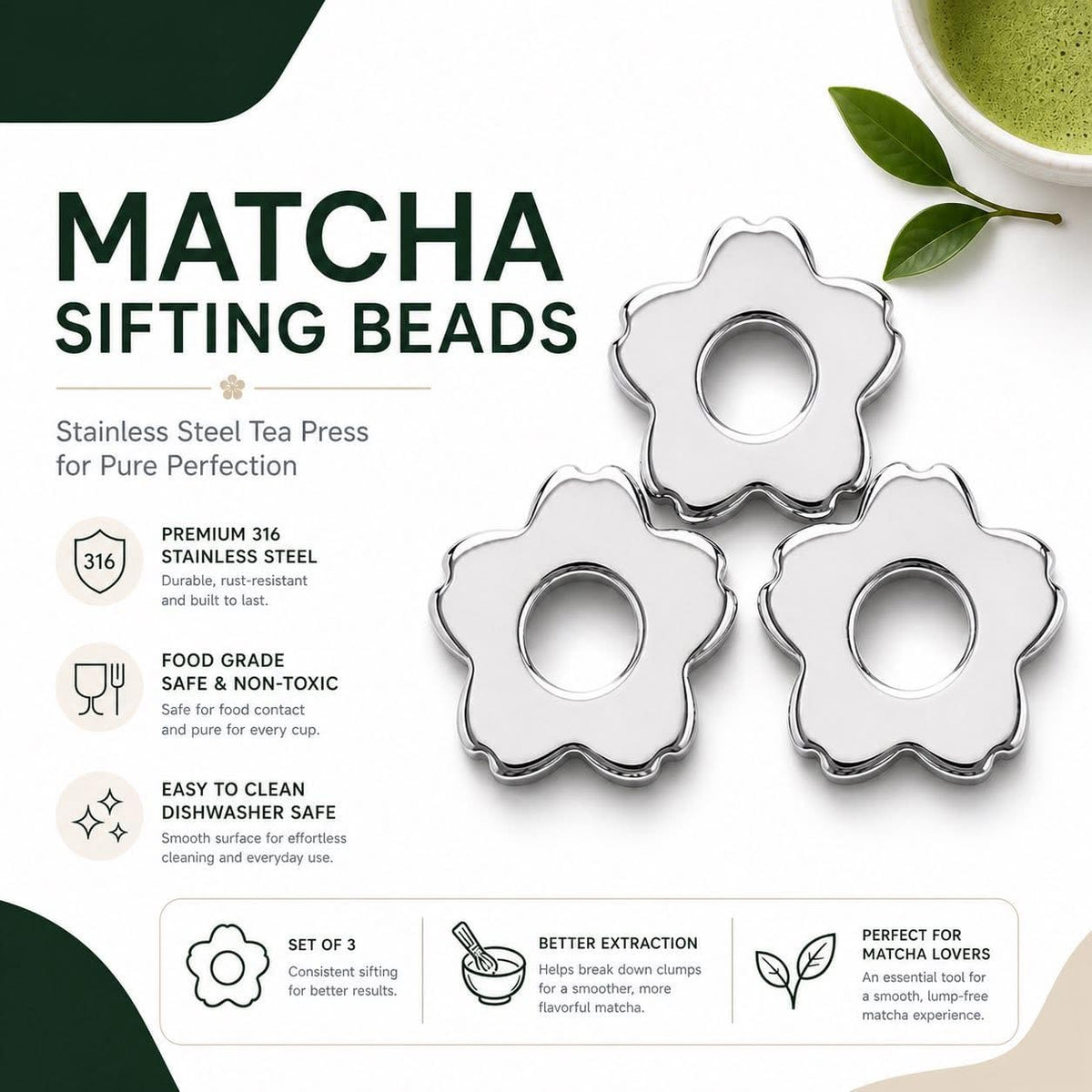 Matcha Sifting Beads™ with mini slide travel box
