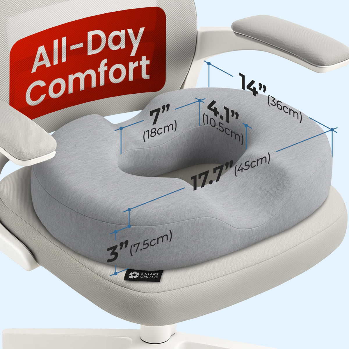 Donut Pillow for Tailbone Pain & Hemorrhoids (Gray)