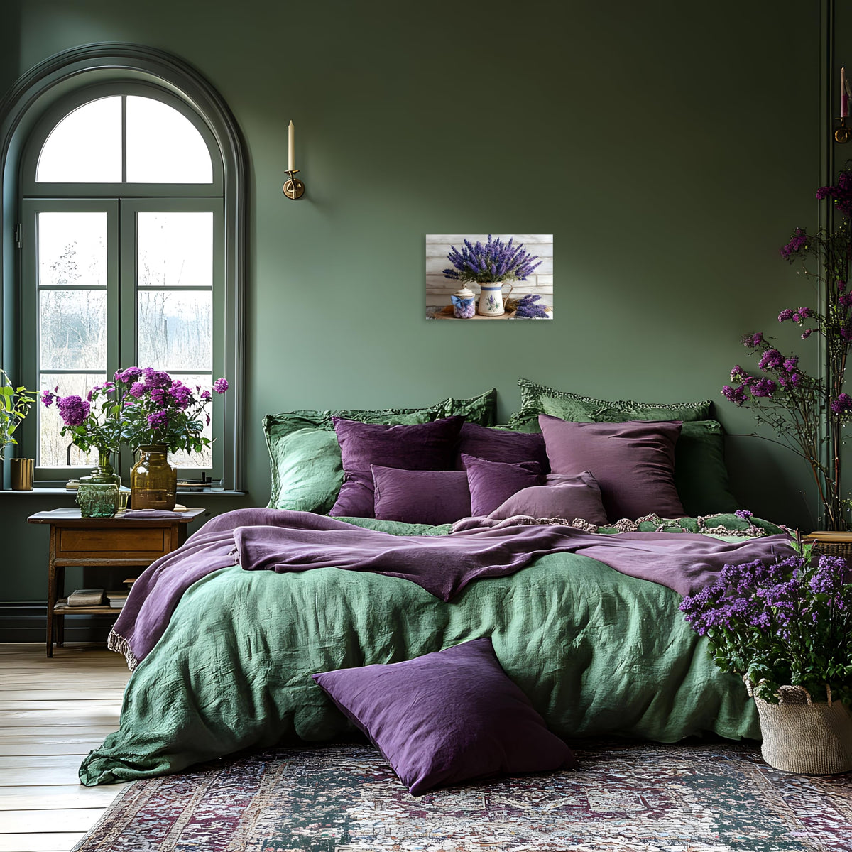 1 Panel Purple Lavender Wall Art Rustic Floral Bathroom Wall Decor Purple Farmhouse Flower Poster Country Pictures Art Print for Bathroom Bedroom Office Decorations Ready to Hang 24"x36" (36"L x 24"W / Purple Flower 16)