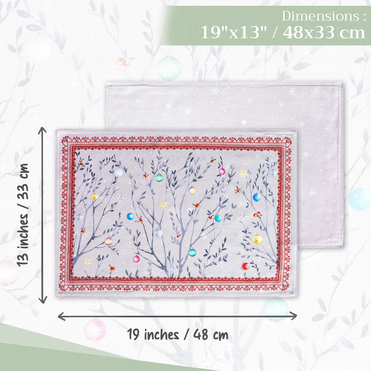 Placemats Set of 4 Reusable 100% Cotton (023 - Fairy Christmas / 13" X 19" (Pack of 4))