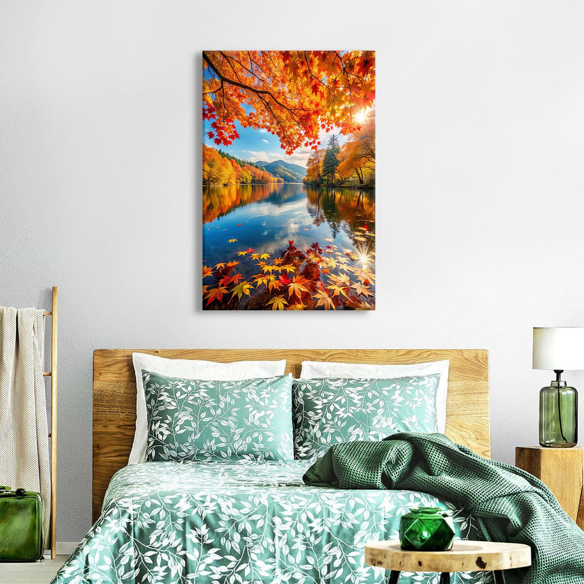 Nature Lake Mountain Canvas Wall Art for Living Room Fall Foliage Reflections Picture Kitchen Wall Decor Colorful Forest Landscape Painting Prints Modern Yosemite Poster Artwork Home Decoration 32x48" (32"L x 48"W / Fall09)