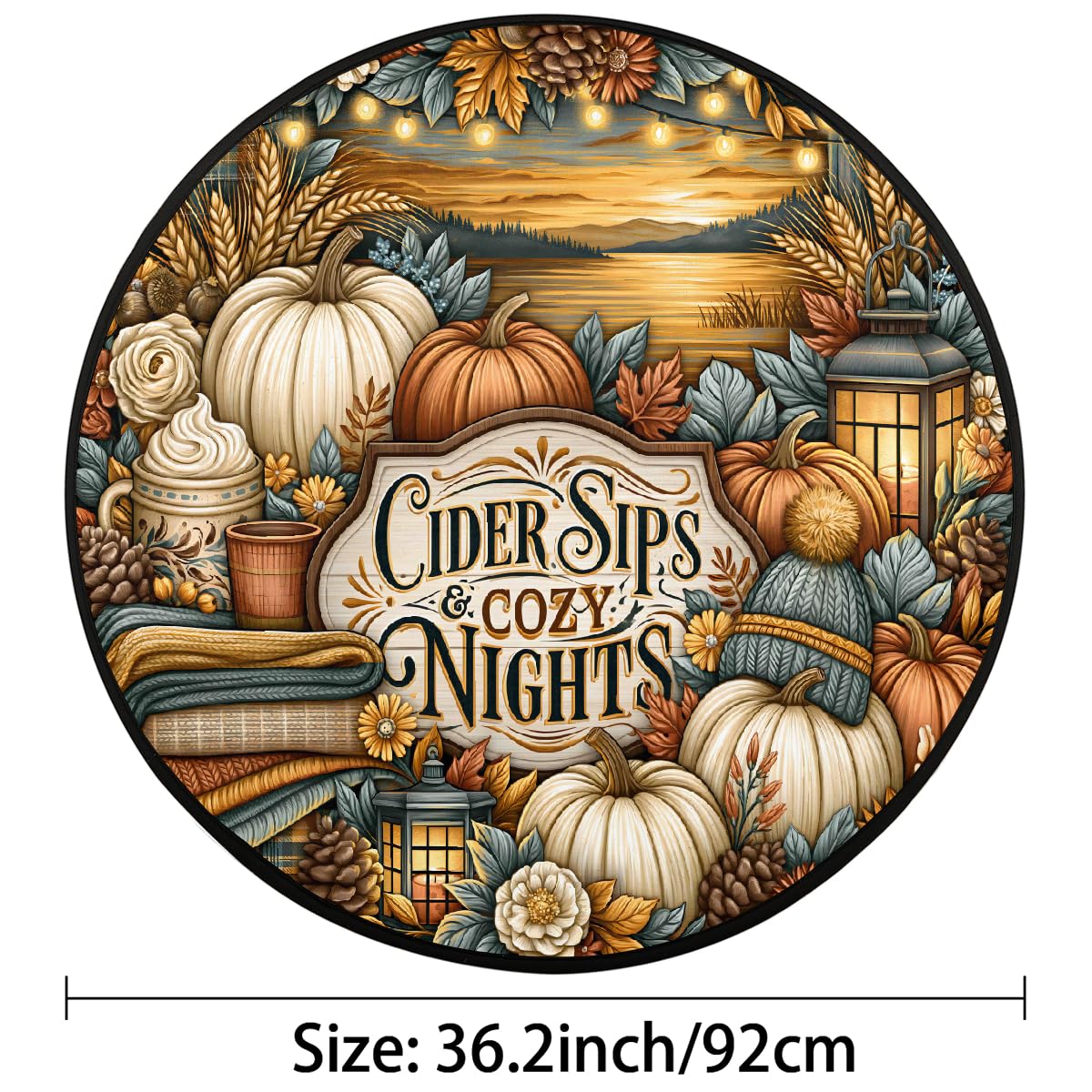 3 Ft Pumpkin Round Rug Circle Area Rugs Circular Door Mat for Indoor (B:b-10 / 3' (Round))